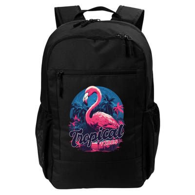 Tropical Vibes Flamingo Retro Palm Tree Daily Commute Backpack