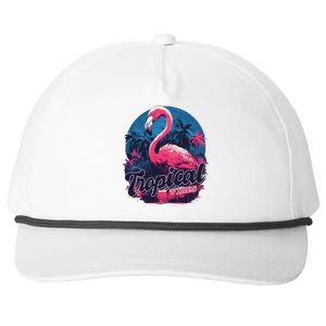 Tropical Vibes Flamingo Retro Palm Tree Snapback Five-Panel Rope Hat