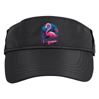 Tropical Vibes Flamingo Retro Palm Tree Adult Drive Performance Visor