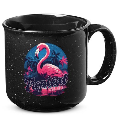 Tropical Vibes Flamingo Retro Palm Tree 15oz Campfire Ceramic Mug