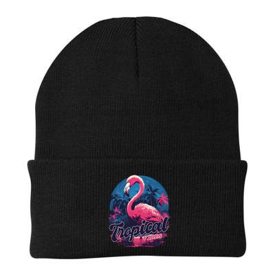 Tropical Vibes Flamingo Retro Palm Tree Beanie