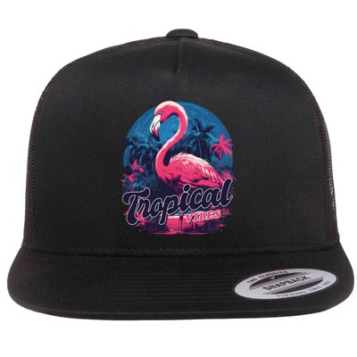 Tropical Vibes Flamingo Retro Palm Tree Flatbill Hat