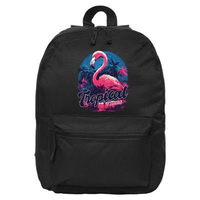 Tropical Vibes Flamingo Retro Palm Tree 16 in Basic Backpack