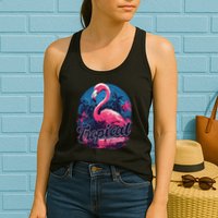 Tropical Vibes Flamingo Retro Palm Tree Womens Tank Top