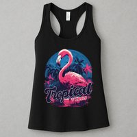 Tropical Vibes Flamingo Retro Palm Tree Womens Tank Top