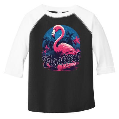 Tropical Vibes Flamingo Retro Palm Tree Toddler Fine Jersey T-Shirt