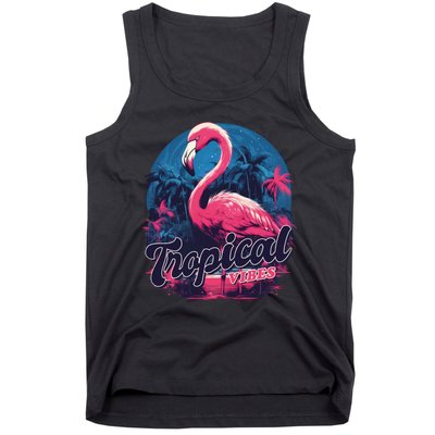 Tropical Vibes Flamingo Retro Palm Tree Tank Top