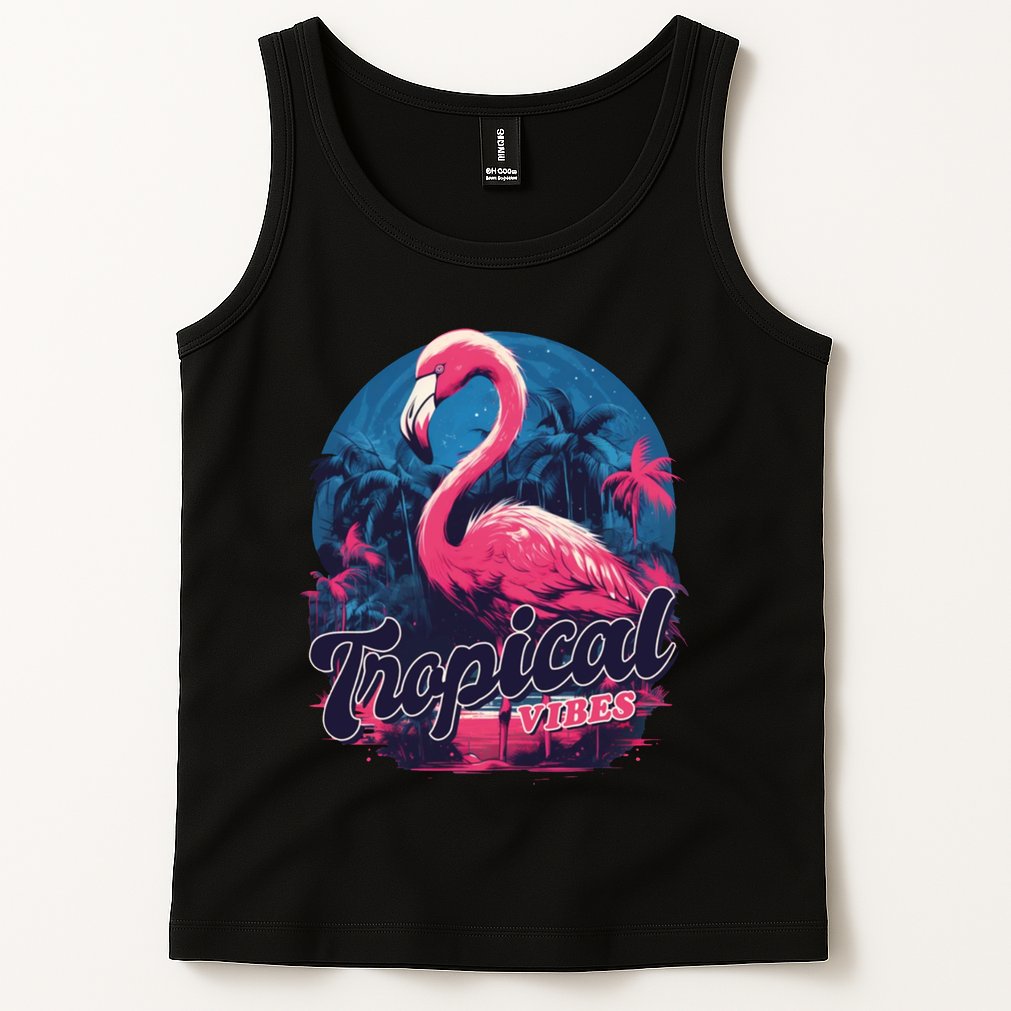 Tropical Vibes Flamingo Retro Palm Tree Tank Top