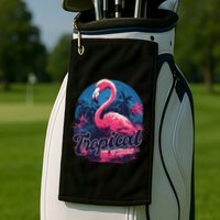 Tropical Vibes Flamingo Retro Palm Tree Golf Towel
