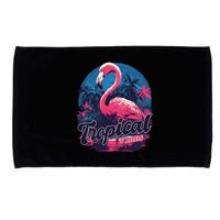 Tropical Vibes Flamingo Retro Palm Tree Microfiber Hand Towel