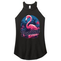Tropical Vibes Flamingo Retro Palm Tree Women's Perfect Tri Rocker Tank