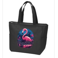 Tropical Vibes Flamingo Retro Palm Tree Zip Tote Bag