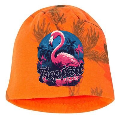 Tropical Vibes Flamingo Retro Palm Tree Kati - Camo Knit Beanie