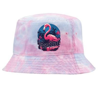 Tropical Vibes Flamingo Retro Palm Tree Tie-Dyed Bucket Hat