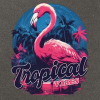 Tropical Vibes Flamingo Retro Palm Tree Cotton Canvas Backpack