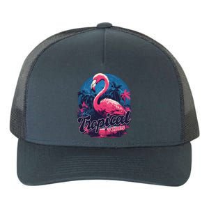 Tropical Vibes Flamingo Retro Palm Tree Yupoong Adult 5-Panel Trucker Hat