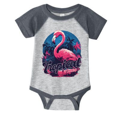 Tropical Vibes Flamingo Retro Palm Tree Infant Baby Jersey Bodysuit