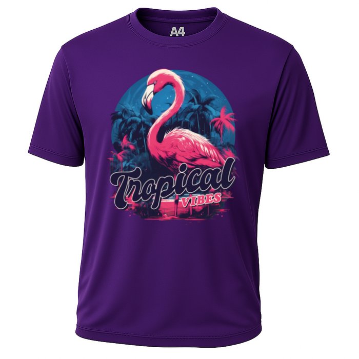 Tropical Vibes Flamingo Retro Palm Tree Performance Shirt