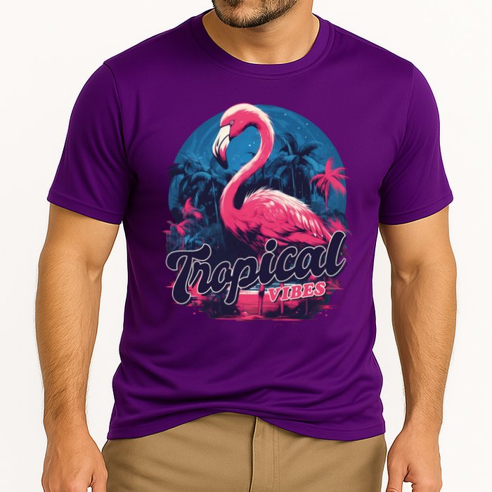 Tropical Vibes Flamingo Retro Palm Tree Performance Shirt