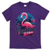 Tropical Vibes Flamingo Retro Palm Tree T-Shirt