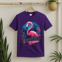 Tropical Vibes Flamingo Retro Palm Tree T-Shirt