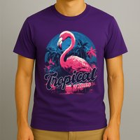 Tropical Vibes Flamingo Retro Palm Tree T-Shirt
