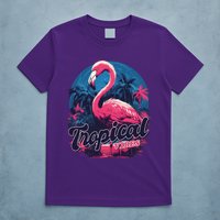 Tropical Vibes Flamingo Retro Palm Tree T-Shirt