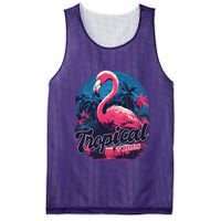 Tropical Vibes Flamingo Retro Palm Tree Mesh Reversible Basketball Jersey Tank