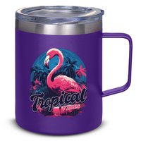 Tropical Vibes Flamingo Retro Palm Tree 12oz Stainless Steel Coffee Mug