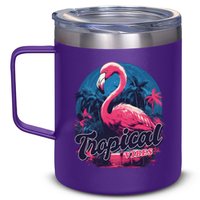 Tropical Vibes Flamingo Retro Palm Tree 12oz Stainless Steel Coffee Mug