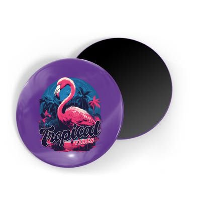 Tropical Vibes Flamingo Retro Palm Tree Magnet