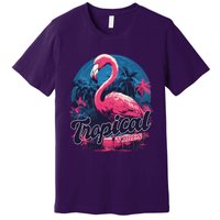 Tropical Vibes Flamingo Retro Palm Tree Premium T-Shirt