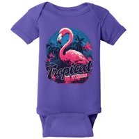 Tropical Vibes Flamingo Retro Palm Tree Baby Bodysuit