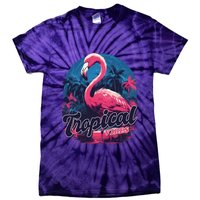 Tropical Vibes Flamingo Retro Palm Tree Tie-Dye T-Shirt