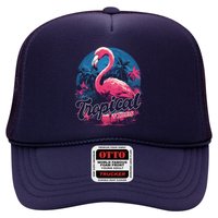 Tropical Vibes Flamingo Retro Palm Tree Trucker Hat