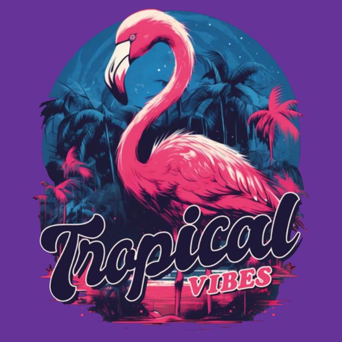 Tropical Vibes Flamingo Retro Palm Tree Trucker Hat