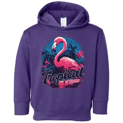 Tropical Vibes Flamingo Retro Palm Tree Toddler Hoodie