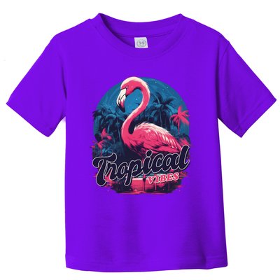 Tropical Vibes Flamingo Retro Palm Tree Toddler T-Shirt