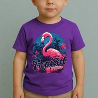 Tropical Vibes Flamingo Retro Palm Tree Toddler T-Shirt