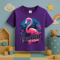 Tropical Vibes Flamingo Retro Palm Tree Toddler T-Shirt
