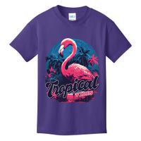 Tropical Vibes Flamingo Retro Palm Tree Kids T-Shirt