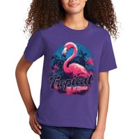 Tropical Vibes Flamingo Retro Palm Tree Kids T-Shirt