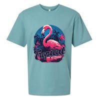 Tropical Vibes Flamingo Retro Palm Tree Sueded Cloud Jersey T-Shirt