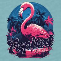Tropical Vibes Flamingo Retro Palm Tree Sueded Cloud Jersey T-Shirt