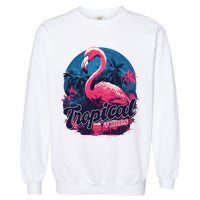 Tropical Vibes Flamingo Retro Palm Tree Garment-Dyed Sweatshirt