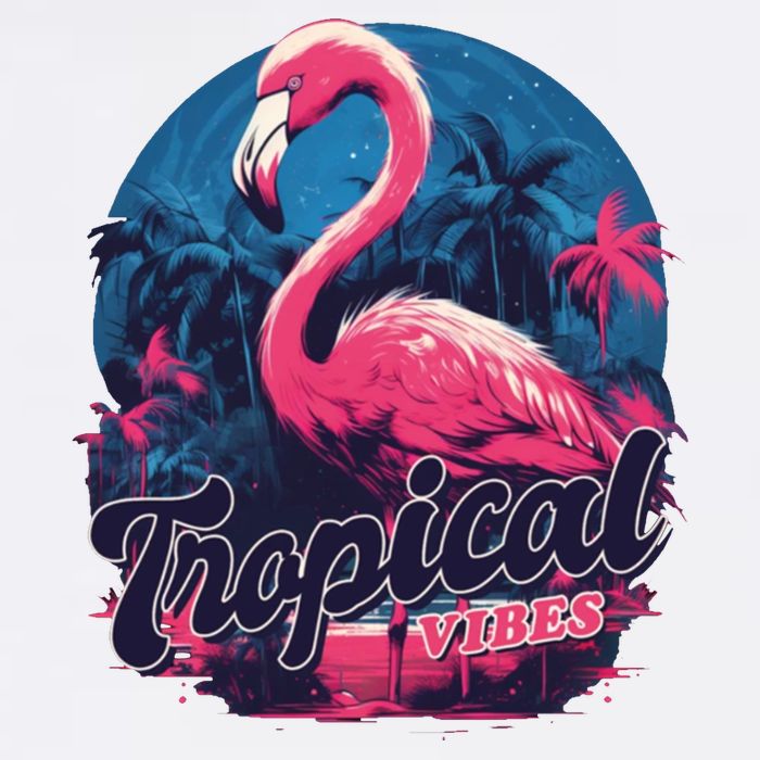 Tropical Vibes Flamingo Retro Palm Tree Garment-Dyed Sweatshirt
