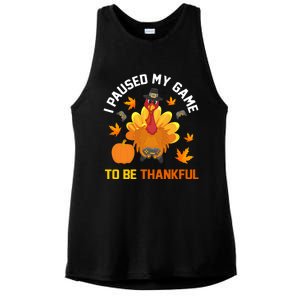 Thanksgiving Video Games Gaming Paused My Game Be Thankful Funny Gift Ladies PosiCharge Tri-Blend Wicking Tank