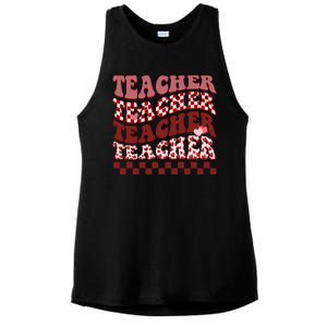 Teacher Valentine Groovy Cute Ladies PosiCharge Tri-Blend Wicking Tank