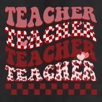Teacher Valentine Groovy Cute 7 Panel Mesh Trucker Snapback Hat