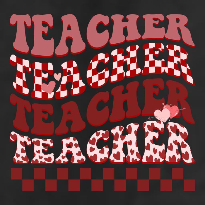 Teacher Valentine Groovy Cute 7 Panel Mesh Trucker Snapback Hat